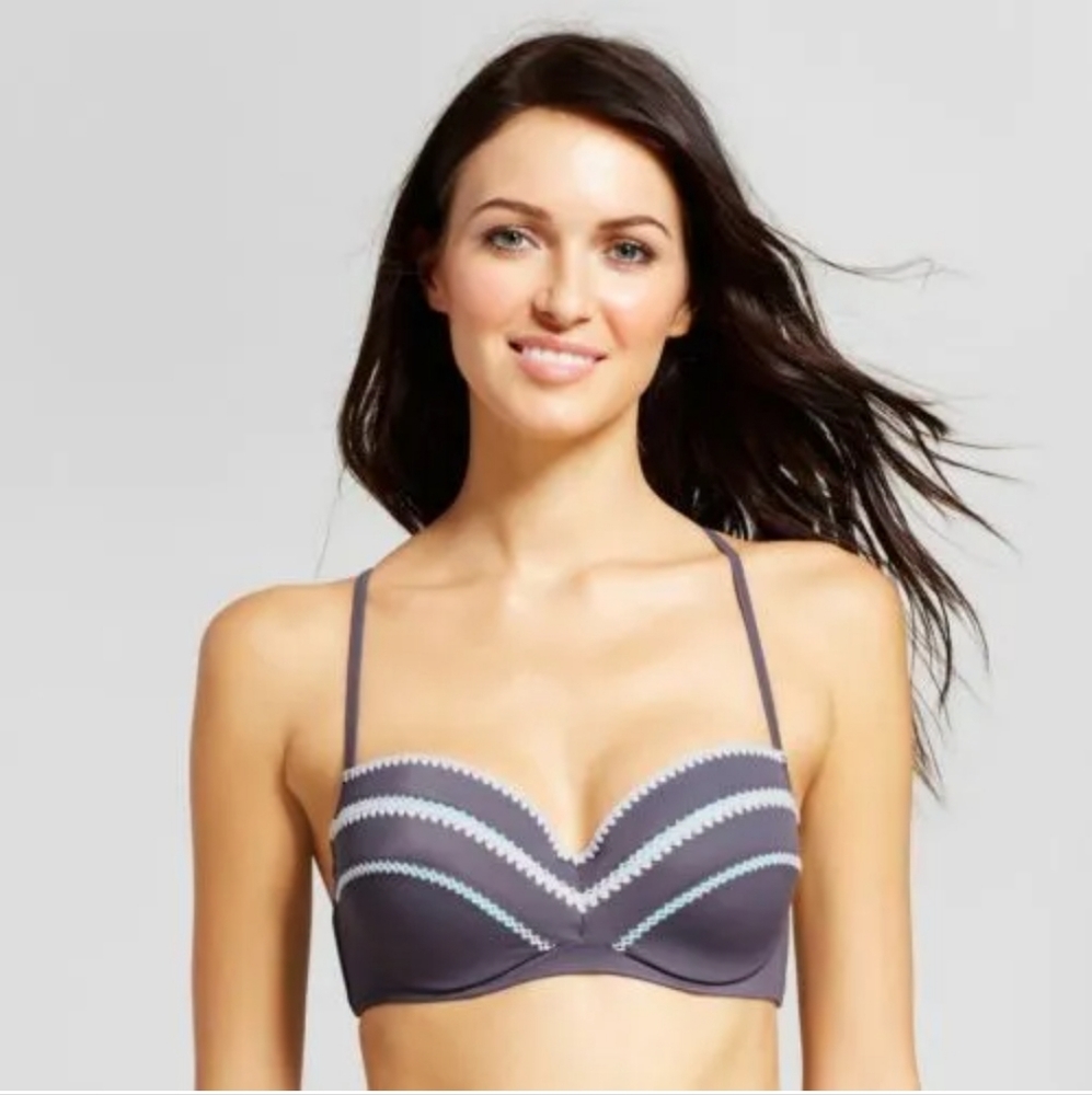 Shade & Shore PURPLE STEEL Lightly Lined Underwire Bikini Swim Top SZ36DD